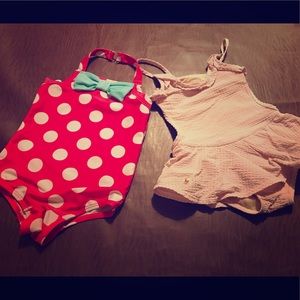 2 1 piece swimsuits fit like 12m (actual 18&2T)